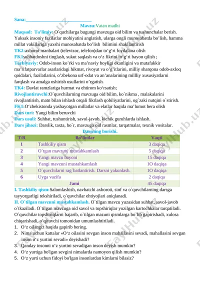 4-sinf tarbiya — DOCX