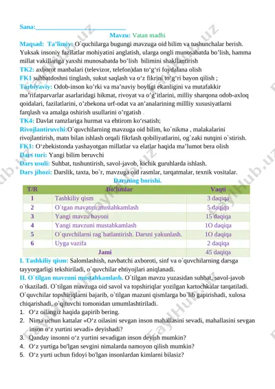 tarbiya_4_sinf_konspekt_2020_2021_o`quv_yili_uchun_yangi_to`liq — DOCX