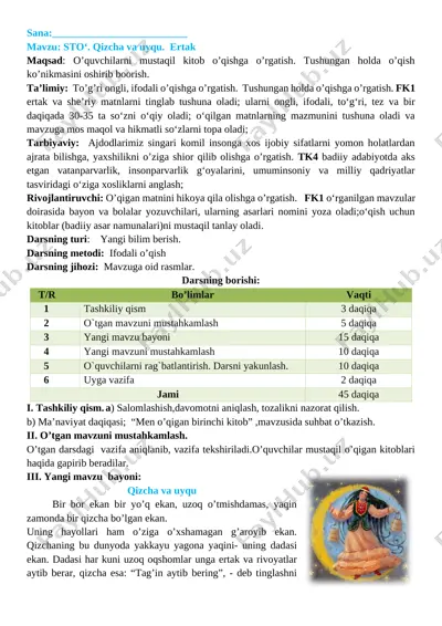 4_sinf_o`qish_2_chorak_yangi_2020_2021_to`liq_hajmda_pechatga_tayyor — DOCX