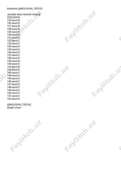 zoologiya javoblar. @biologiya_testuz — PDF