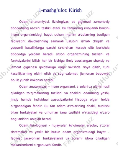 biologiya to'garak namuna — DOC