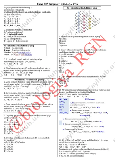 kimyo 2019 i kun uchun 30 talik — PDF