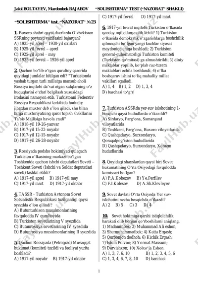 solishtirma test (nazorat 23-variant) — PDF