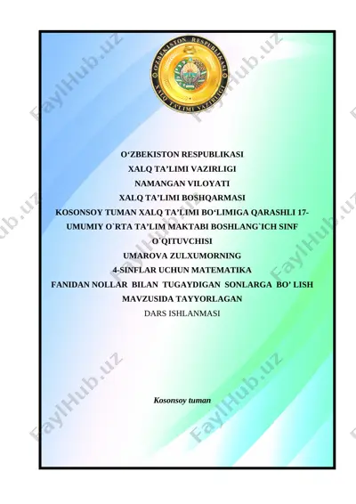 nollar bilan tugaydigan sonlarga bo'lish — DOCX