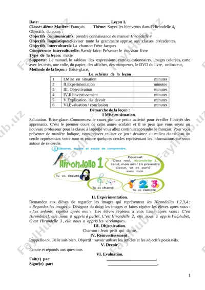4-sinf fransuz tili — DOCX