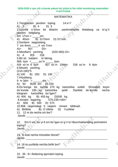 4-sinf 2-blok — DOCX