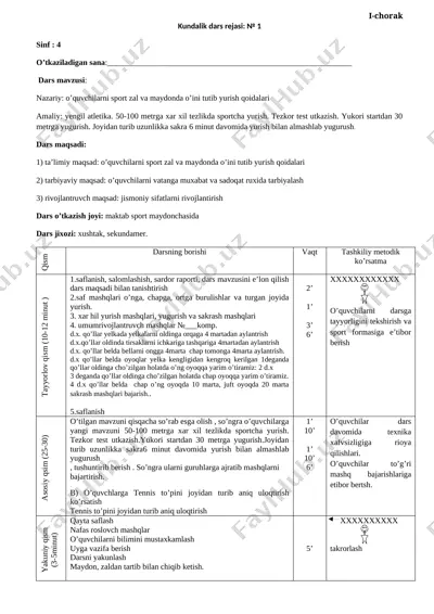 4-sinf 1-chorak — DOCX