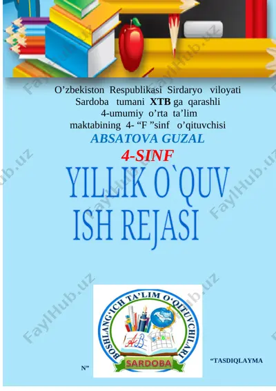4-sinf uchun yillik ish reja 2019-2020o'quv yili — DOCX