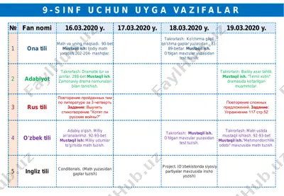 9-sinf-uyga-vazifalar — PDF