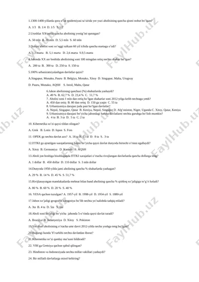 9-sinf geografiya 2-nazorat — DOCX
