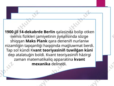 kvant fizikasinin` rawajlaniw tariyxi — PPTX