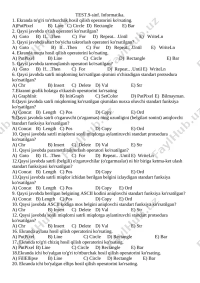 9-sinf test.informatika — DOCX
