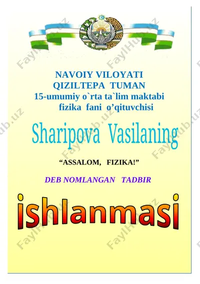 assalom fizika tadbir — DOCX