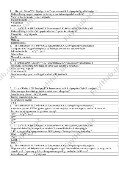 11-sinf-fizika-test — DOCX