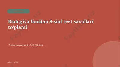 0262_v2_biologiya_fanidan_8_sinf_test_savo — PPTX