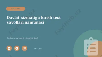 0048_v1_davlat_xizmatiga_kirish_test_savol — PPTX