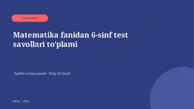 0218_v2_matematika_fanidan_6_sinf_test_sav — PPTX