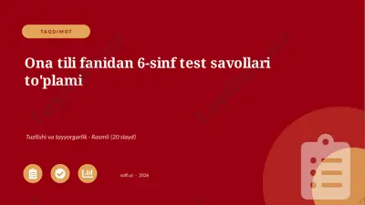 0225_v1_ona_tili_fanidan_6_sinf_test_savol — PPTX