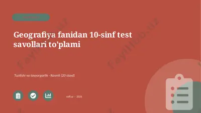 00257_geografiya_fanidan_10_sinf_test_savollar — PPTX