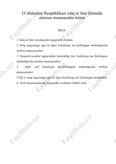 o'zbekiston respublikasi xalq ta'limi tizimida maxsus muassasalar tizimi — DOC