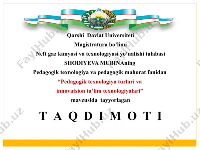 pedagogik texnologiya turlari va innovatsion texnologiya 2 — PPTX