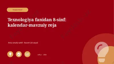 04125_texnologiya_fanidan_8_sinf_kalendar_mavz — PPTX