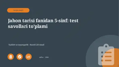 01289_jahon_tarixi_fanidan_5_sinf_test_savolla — PPTX