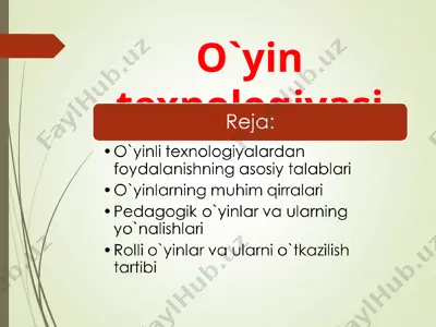 o`yin texnologiyasi — PPT