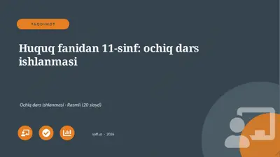 01209_huquq_fanidan_11_sinf_ochiq_dars_ishlanm — PPTX