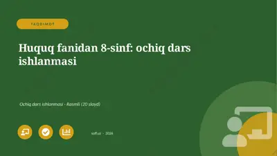 01206_huquq_fanidan_8_sinf_ochiq_dars_ishlanma — PPTX