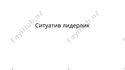 ситуатив лидерлик — PPTX