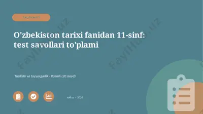 01288_ozbekiston_tarixi_fanidan_11_sinf_test_s — PPTX