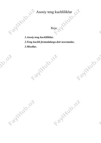 asosiy teng kuchliliklar  — DOC
