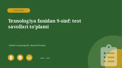 01356_texnologiya_fanidan_9_sinf_test_savollar — PPTX