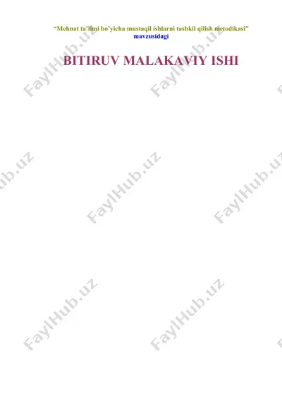 mehnat ta’limi bo’yicha mustaqil ishlarni tashkil qilish metodikasi — DOC