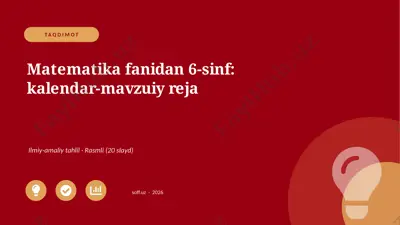 03985_matematika_fanidan_6_sinf_kalendar_mavzu — PPTX