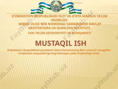o‘zbekiston respublikasi prezidenti islom karimovning bmt sammi — PPTX