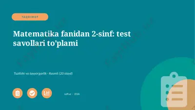 01211_matematika_fanidan_2_sinf_test_savollari — PPTX