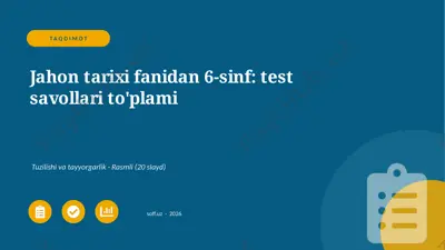 01290_jahon_tarixi_fanidan_6_sinf_test_savolla — PPTX