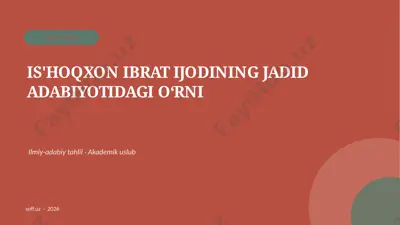 167_v1_ishoqxon_ibrat_ijodining_jadid_adabiyo — PPTX