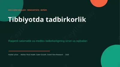 0724489_tibbiyotda_tadbirkorlik — PPTX