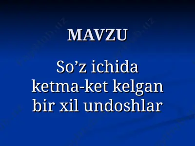 so’z ichida ketma-ket kelgan bir xil undoshlar — PPT
