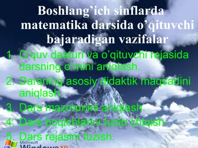 boshlang’ich sinflarda matematika darsida o’qituvchi bajaradigan vazifalar — PPT