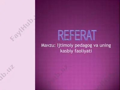 ijtimoiy pedagog va uning kasbiy faoliyati — PPT