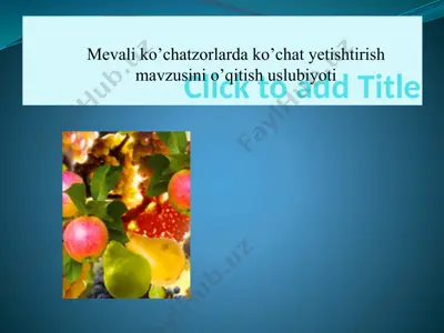 mevali ko’chatzorlarda ko’chat yetishtirish mavzusini o’qitish uslubiyoti — PPTX
