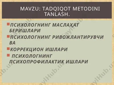 tadqiqot metodini tanlash — PPTX