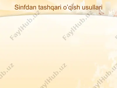 sinfdan tashqari o’qish usullari — PPTX