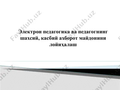 электрон педагогика ва педагогнинг шахсий, касбий ахборот майдонини лойиҳалаш — PPTX