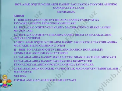 bo’lajak o’qituvchilarni kasbiy faoliyatga tayyorlashning samarali yo’llari — PPTX