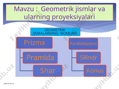 geometrik jismlar va ularning proyeksiyalari — PPT